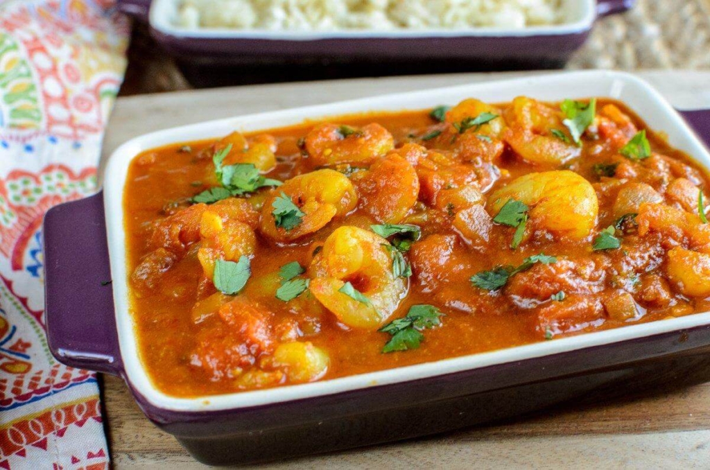 Indian takeaway seafood menu-prawn curry